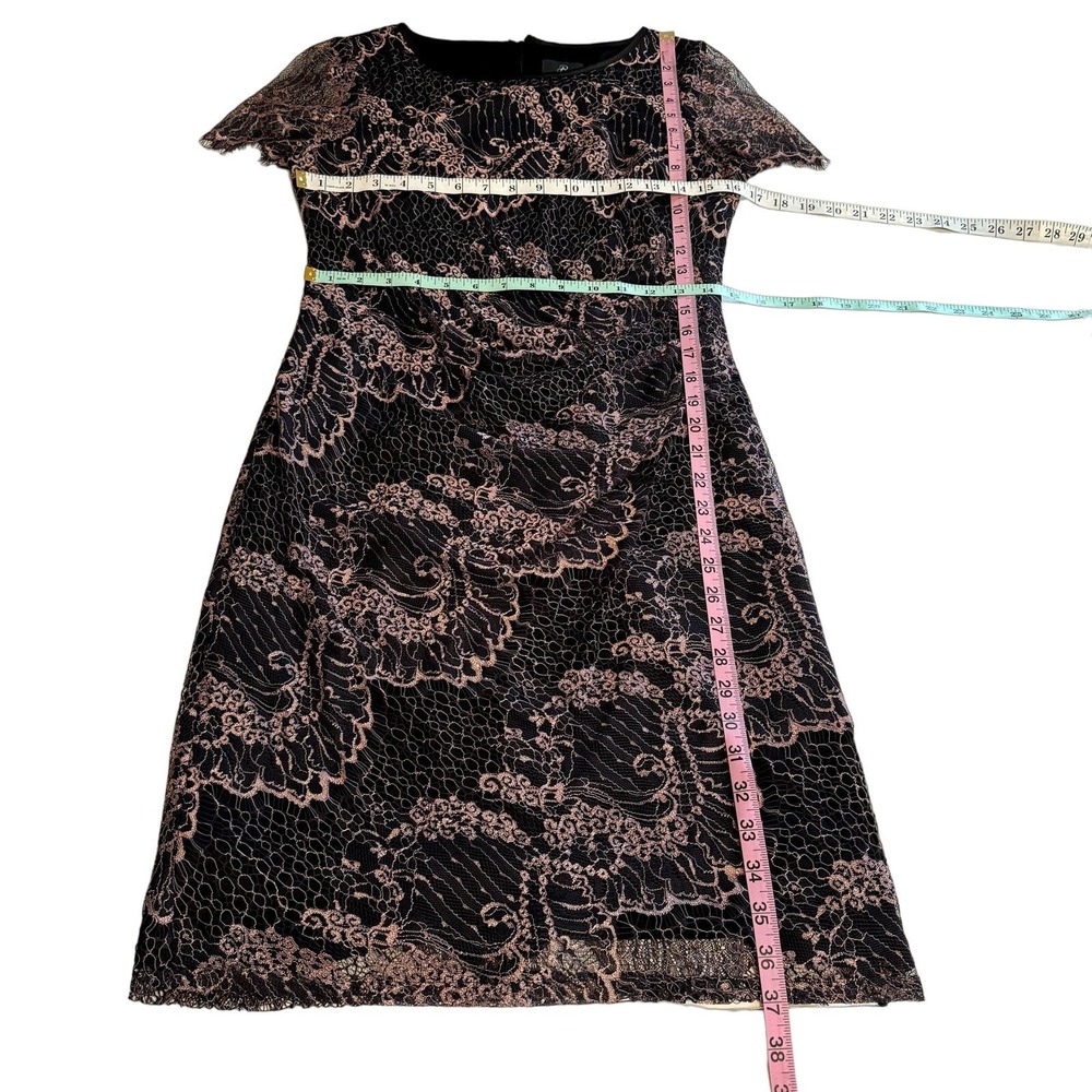 Adrianna Papell Women's Black Rose Lace Sheath Dress Cocktail Evening Party 10 - Picture 9 of 9